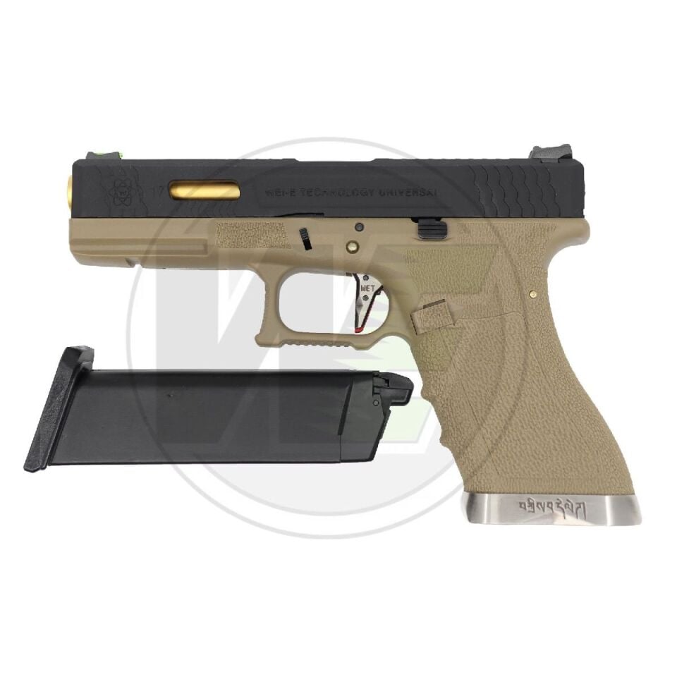 WE Glock 17 T6 Custom Gold Sürgü Blowback Airsoft Tabanca Tan