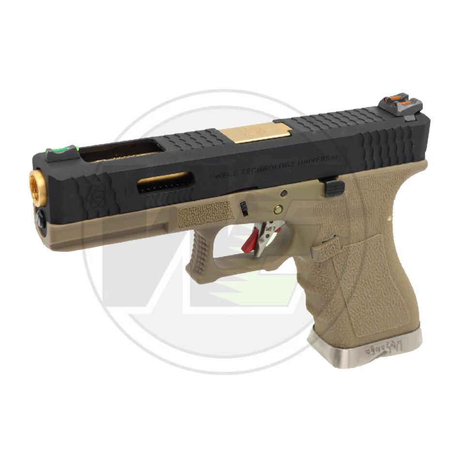 WE Glock 17 T6 Custom Gold Sürgü Blowback Airsoft Tabanca Tan