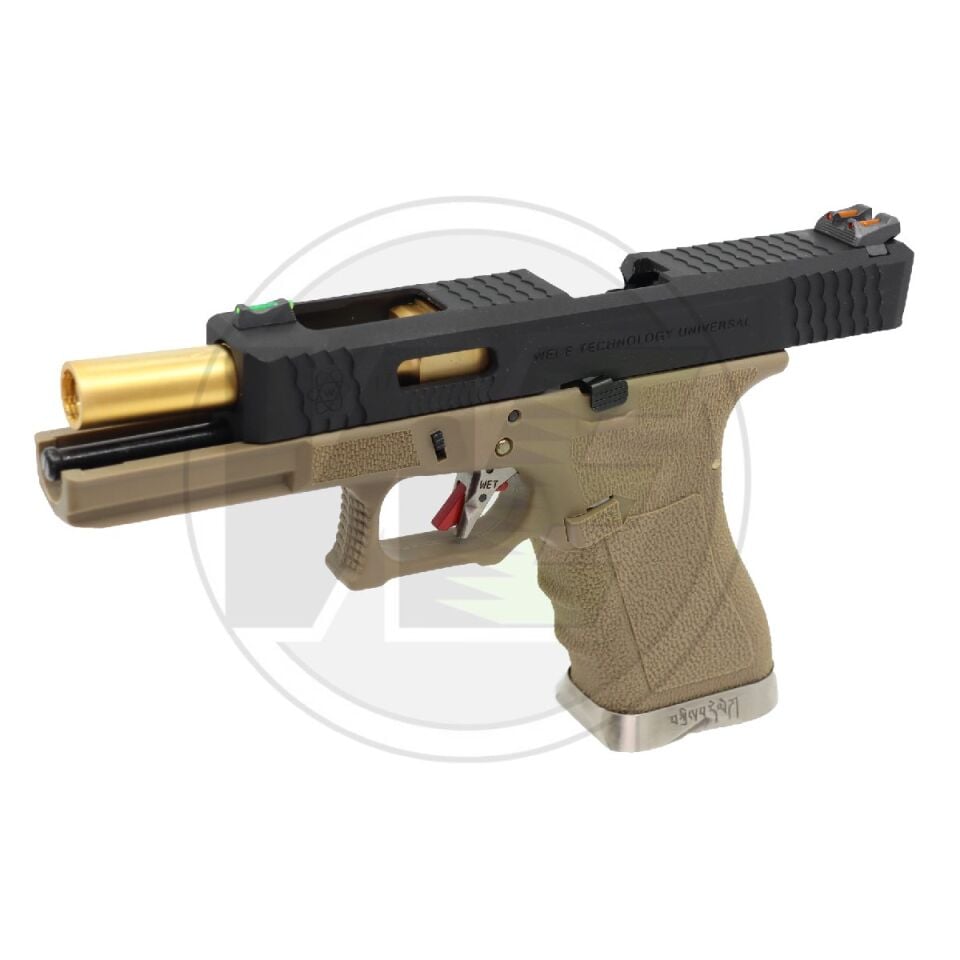 WE Glock 17 T6 Custom Gold Sürgü Blowback Airsoft Tabanca Tan