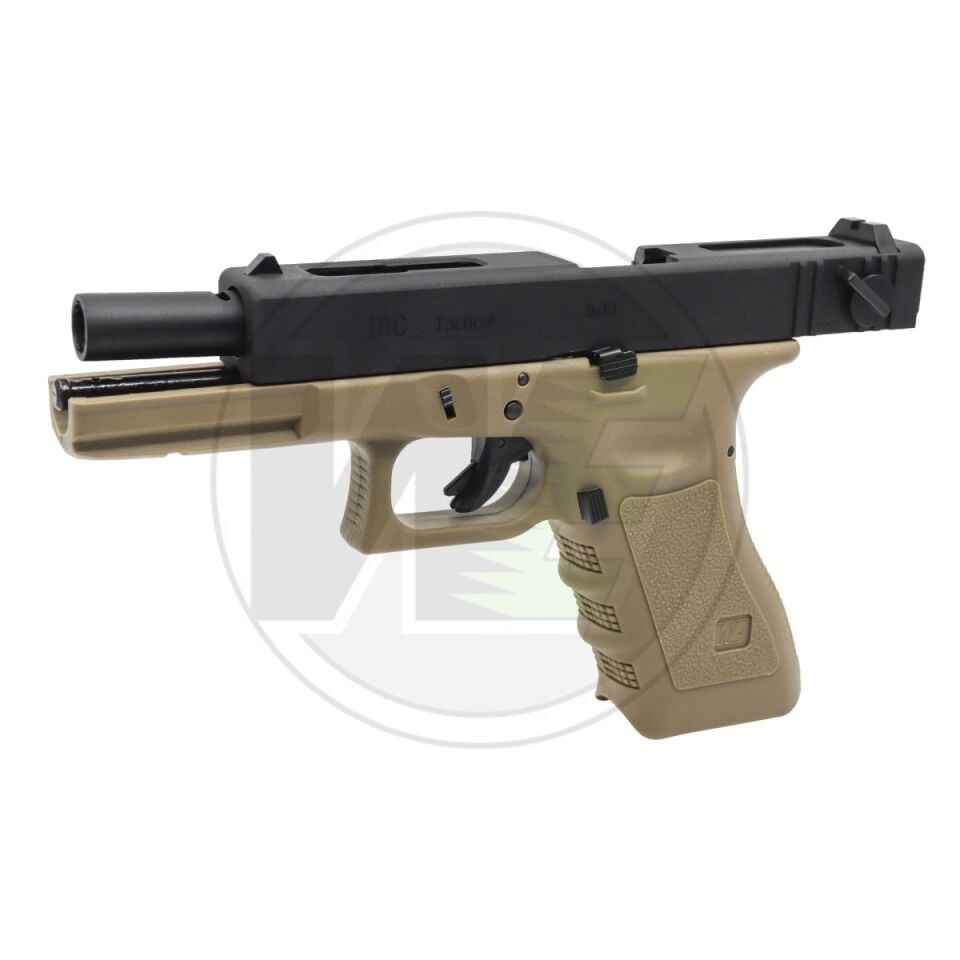 WE Glock 18C Gen3 Full Otomatik Blowback Airsoft Tabanca Tan
