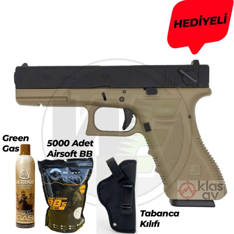 WE Glock 18C Gen3 Full Otomatik Blowback Airsoft Tabanca Tan