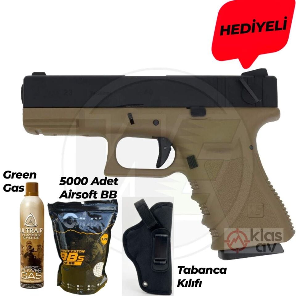 WE Glock 23 Gen3 Full Otomatik Blowback Airsoft Tabanca Tan