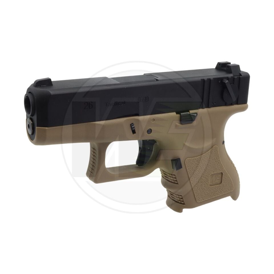 WE Glock 26 Gen3 Full Otomatik Blowback Airsoft Tabanca Tan
