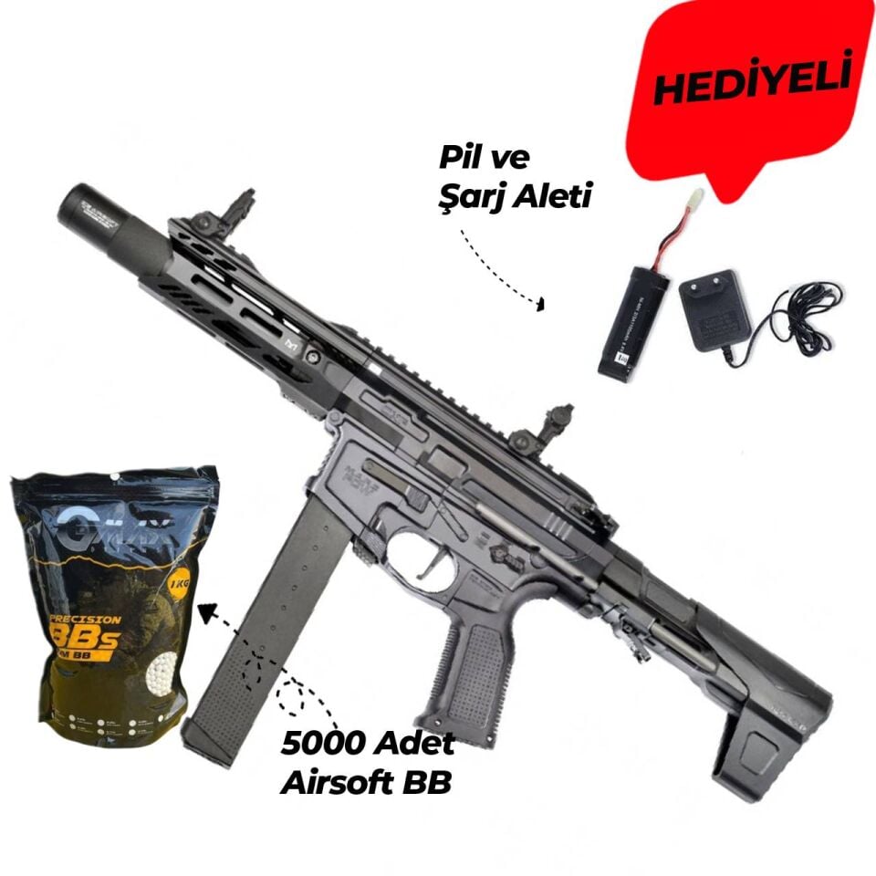 ICS Airsoft CXP-MARS PDW9 S3 Siyah Airsoft Tüfek