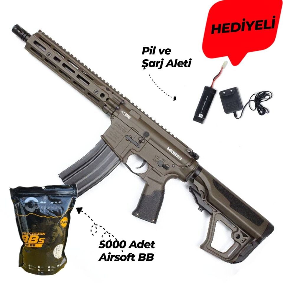 ICS Airsoft EMG X Daniel Defense DD4 MK18 RIII S3 Coyote Airsoft Tüfek