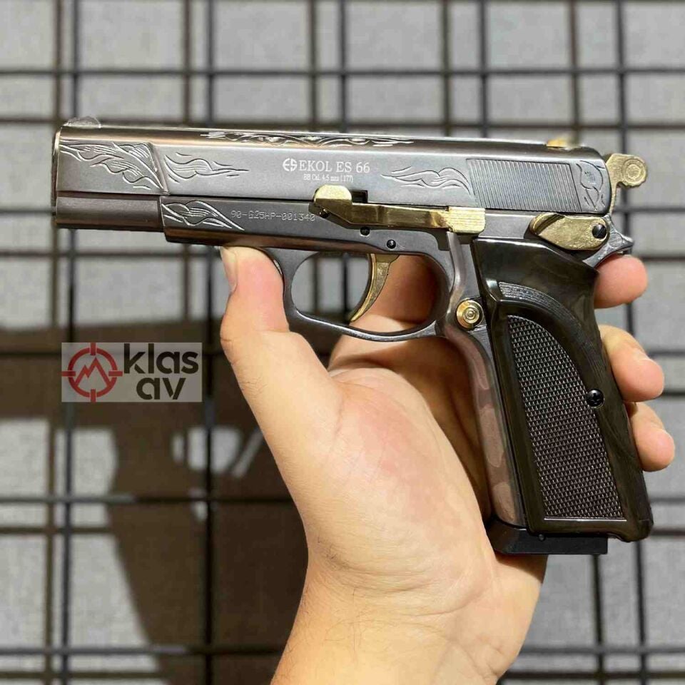 Ekol ES 66 Havalı Tabanca 4.5 mm Füme Altın İşlemeli