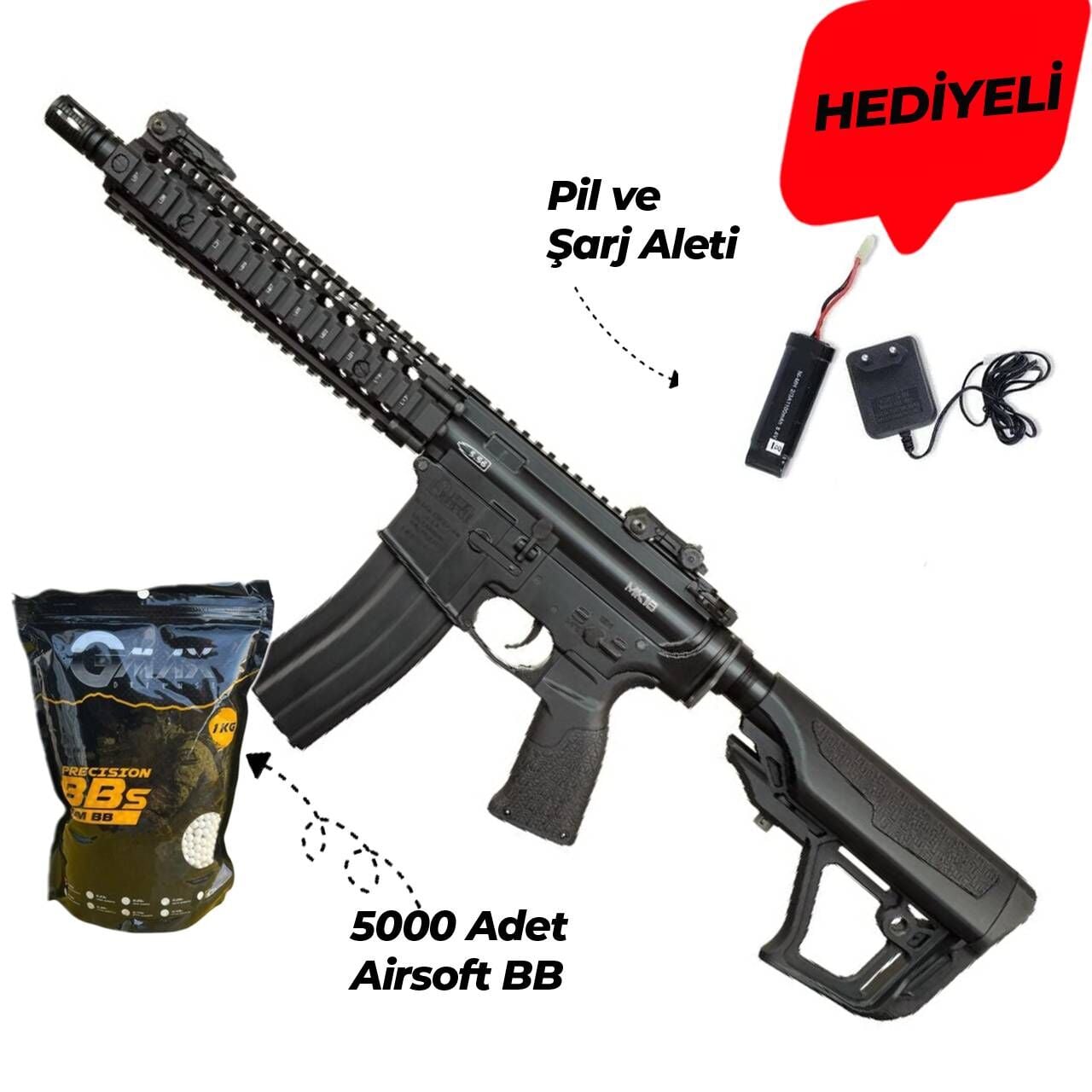 ICS Airsoft EMG Daniel Defense MK18 S3 Siyah Airsoft Tüfek