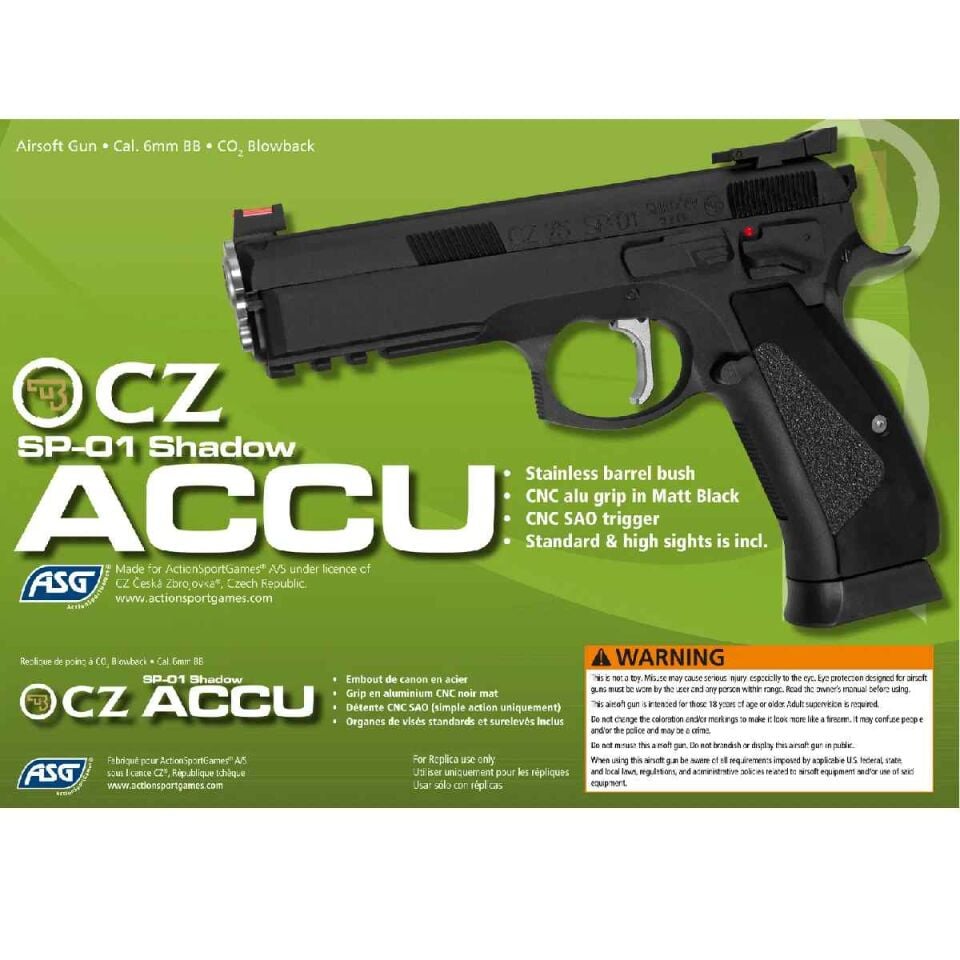ASG CZ SP01 Shadow ACCU CO2 Blowback Airsoft Tabanca