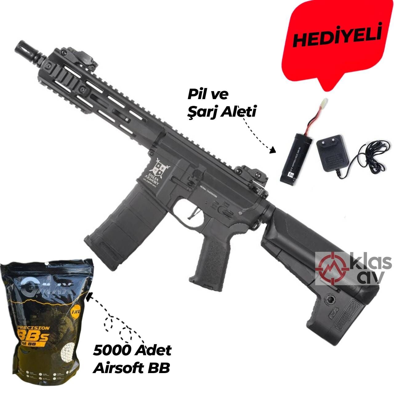 Delta Armory AR15 M-LOK 8'' Charlie Siyah AEG Airsoft Tüfek