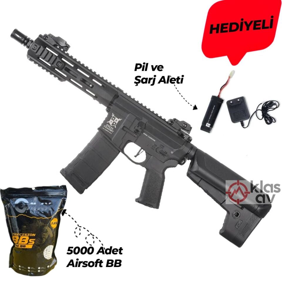 Delta Armory AR15 M-LOK 8'' Charlie Siyah AEG Airsoft Tüfek