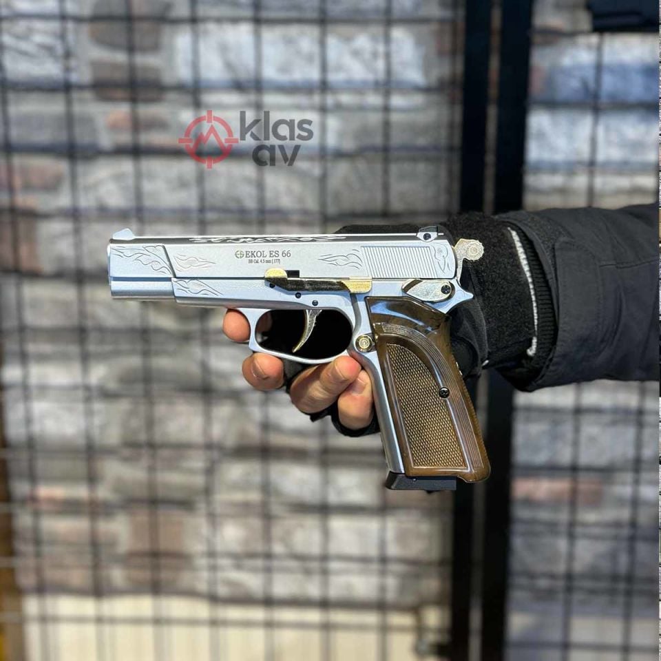 Ekol ES 66 Havalı Tabanca 4.5mm Altın İşlemeli Mat Beyaz