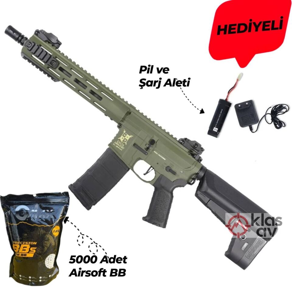 Delta Armory AR15 M-LOK 10'' SilentOps Charlie Haki AEG Airsoft Tüfek