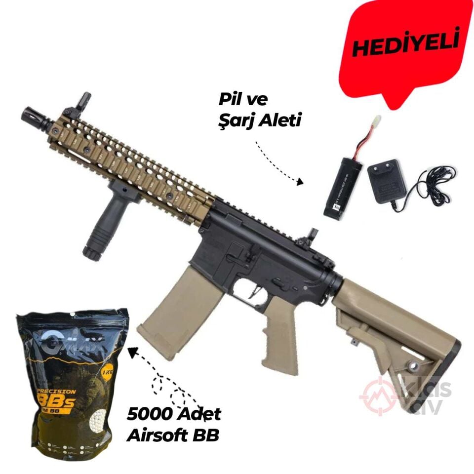Specna Arms Daniel Defense® MK18 SA-E19 EDGE™ HAL 2™ ETU Gen.2 Tan Airsoft Tüfek