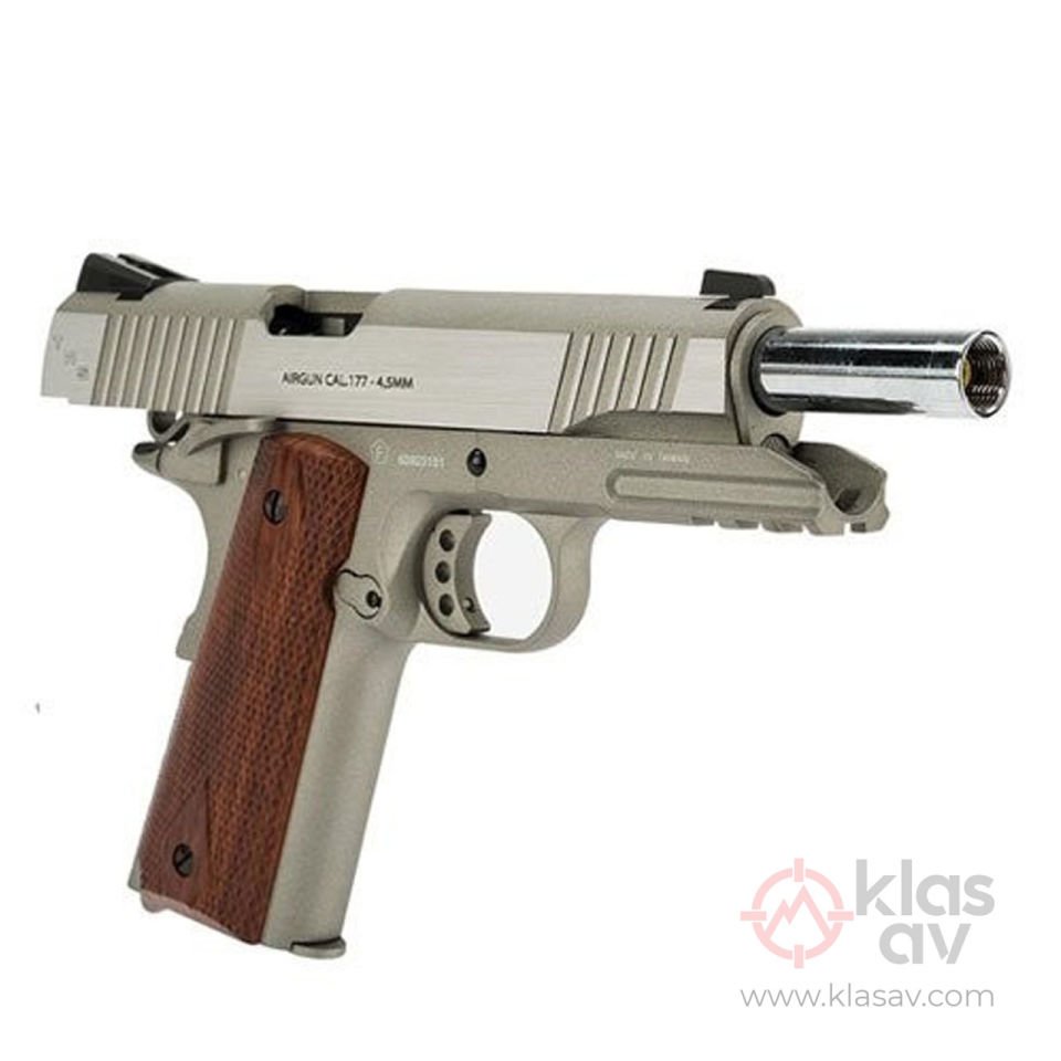 CYBERGUN Swiss Arms 1911 TR Gümüş 4.5mm Blowback Havalı Tabanca