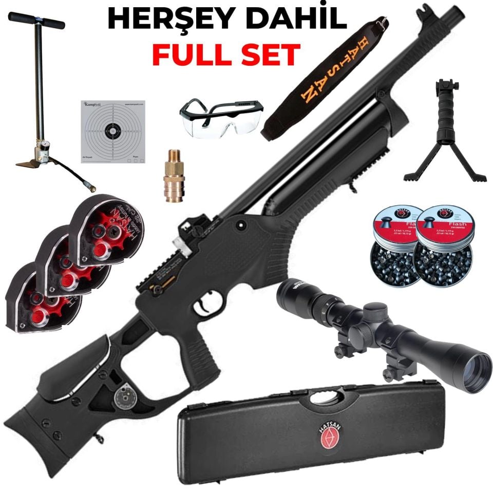 Full Set Hatsan Barrage PCP Havalı Tüfek Siyah