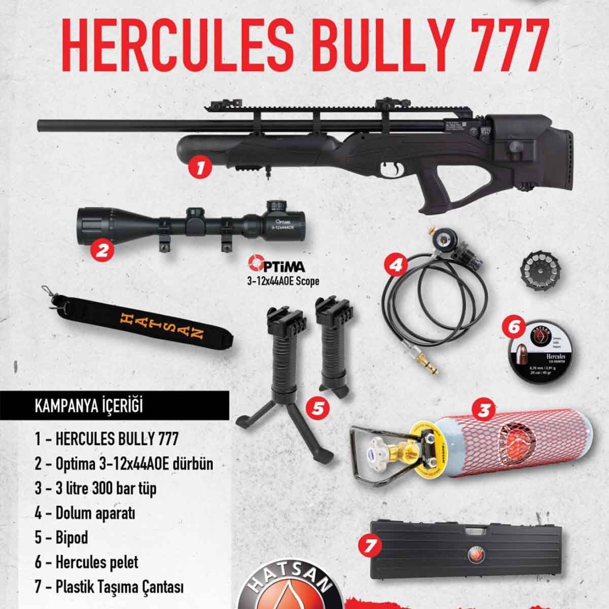Hercules Bully 777 Pcp Havalı Tüfek 6.35 mm Full Set