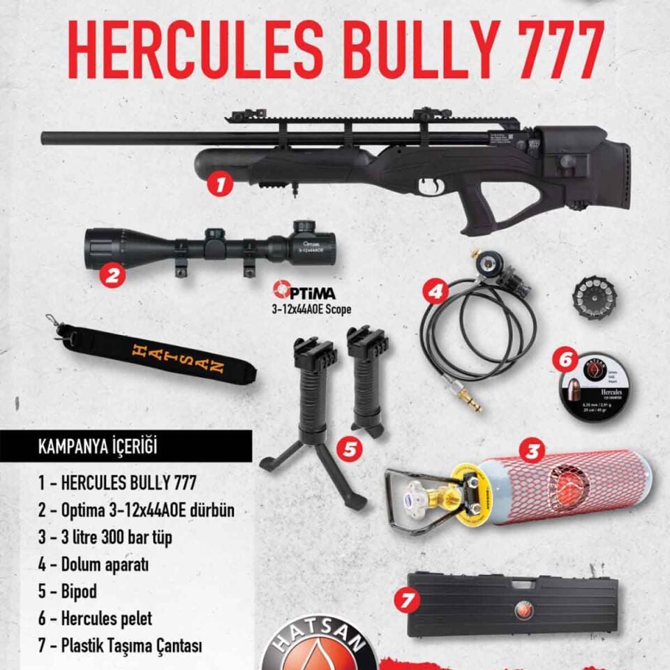 Hercules Bully 777 Pcp Havalı Tüfek 6.35 mm Full Set