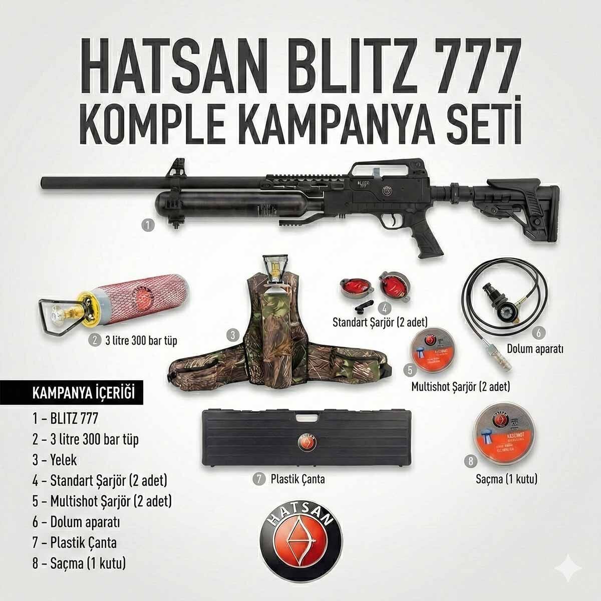 Hatsan Blitz 777 Taktik Kundak Tam Otomatik PCP Havalı Tüfek