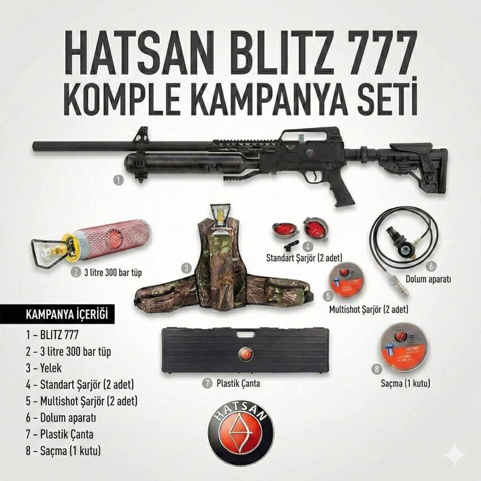 Hatsan Blitz 777 Tam Otomatik Taktik PCP Havalı Tüfek