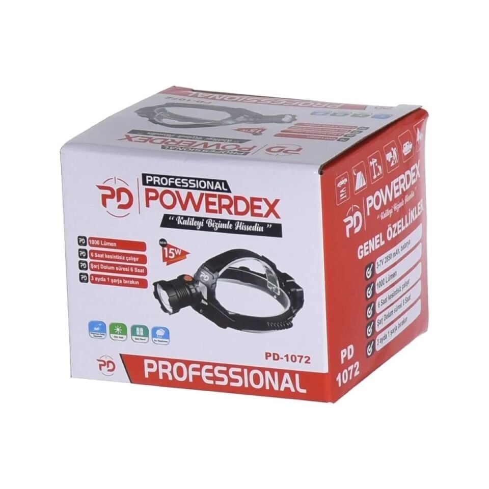 Powerdex PD-1072 Şarjlı Kafa Lambası (1000 Lümen)
