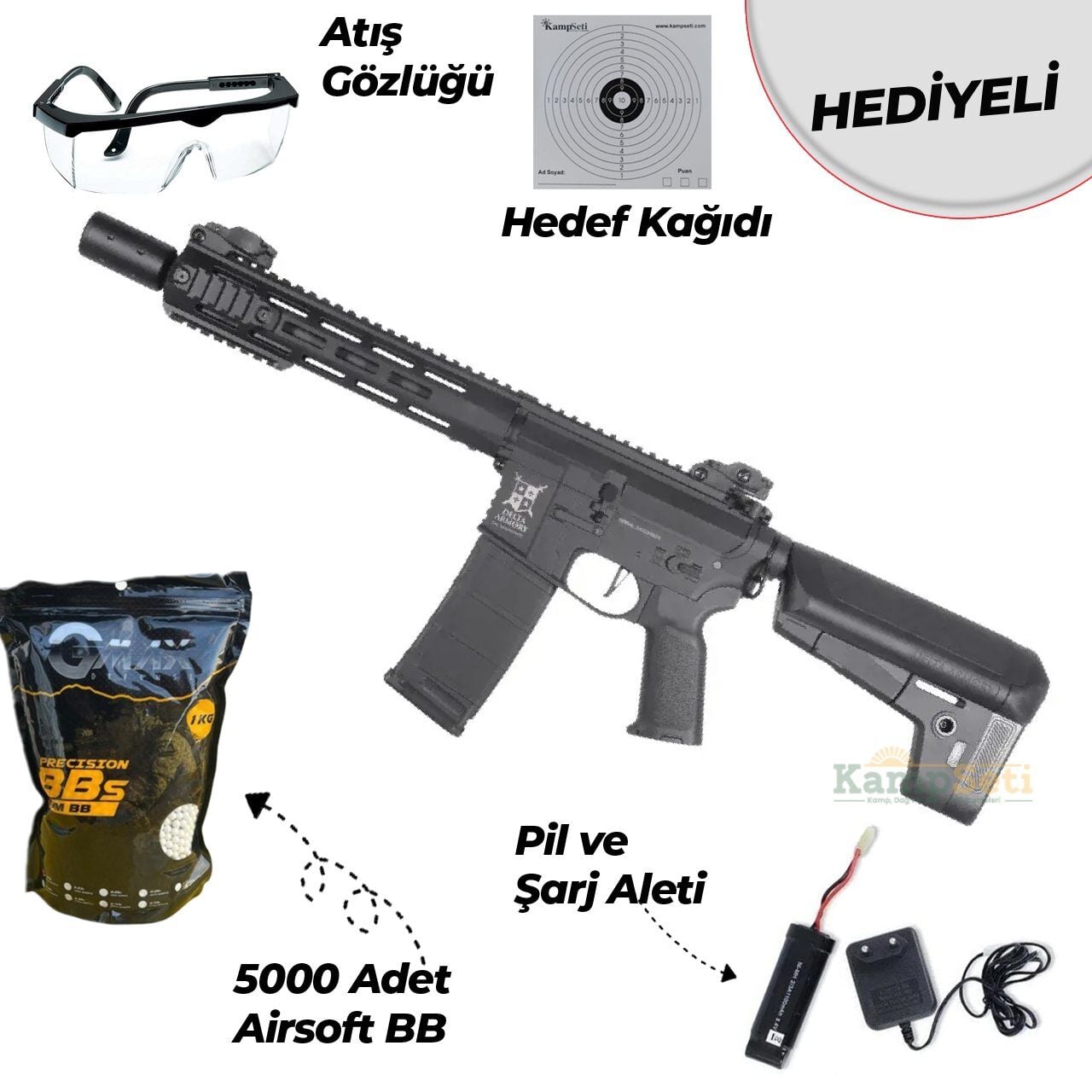 Delta Armory M4 AR15 M-LOK SilentOps 10'' Charlie Siyah Airsoft Tüfek