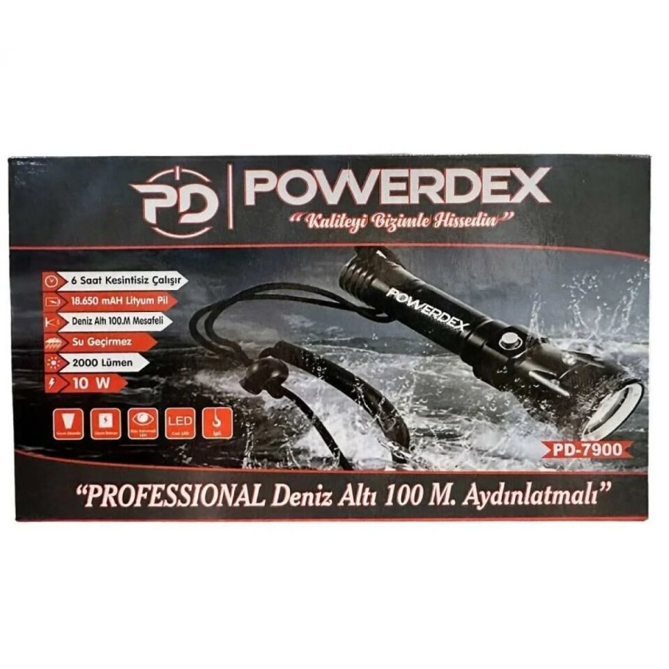 Powerdex PD-7900 Su Altı Dalış El Feneri (2000 Lümen)