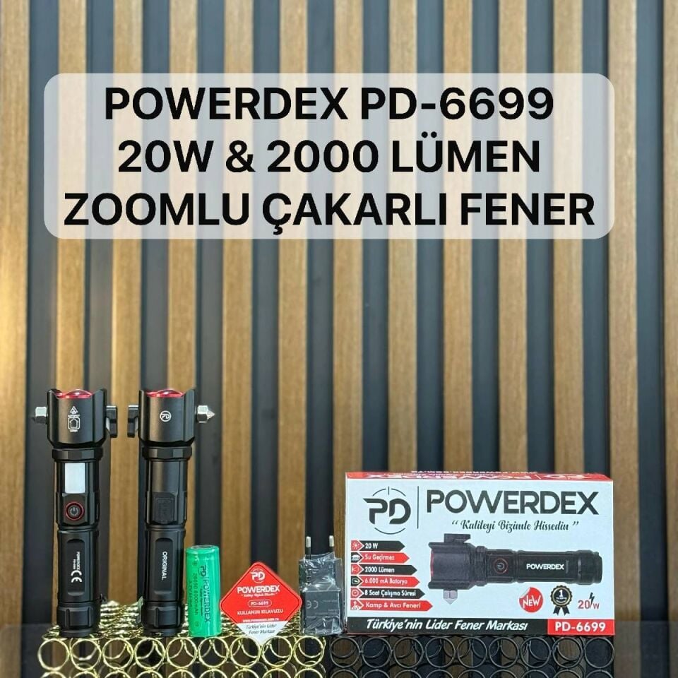 Powerdex PD-6699 Profesyonel Şarjlı El Feneri (1000 Lümen)