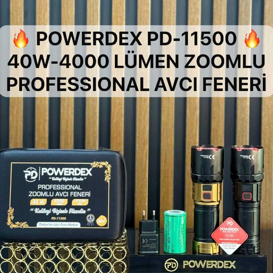 Powerdex PD-11500 Zoomlu Metal Kasa Şarjlı El Feneri (4000 Lümen)