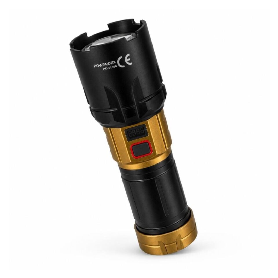 Powerdex PD-11500 Zoomlu Metal Kasa Şarjlı El Feneri (4000 Lümen)