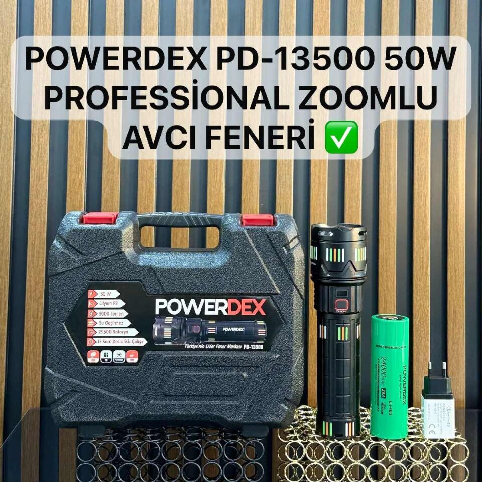 Powerdex PD-13500 Profesyonel Büyük Avcı Feneri (50W - 5000 Lümen)