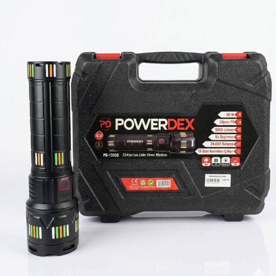 Powerdex PD-13500 Profesyonel Büyük Avcı Feneri (50W - 5000 Lümen)